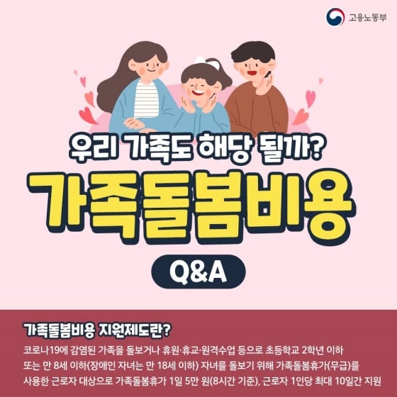 1.코로나19로 인해 가족돌봄비용에 관한 모든 것을 낱낱이 알려드립니다